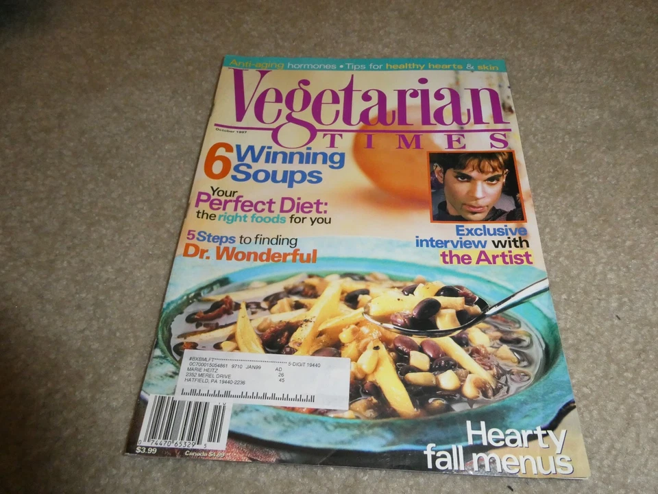 Vintage October 1997 Vegetarian Times Magazine with Prince Interview - Image 1 of 1