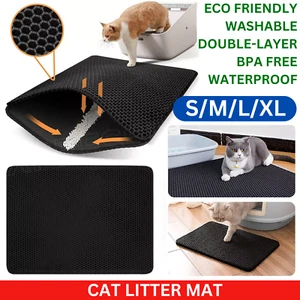 Double-Layer Urine Cat Litter Mat Waterproof Trapper Foldable Pad Pet Rug Home - Picture 1 of 12