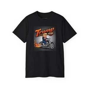 Donald Trump Riding a Harley Trump 2024 Graphic Tee by SICKHIPPO  - Bild 1 von 13