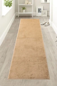 Custom Size Anti-Slip Machine Washable Solid Beige Runner Rug - Picture 1 of 5