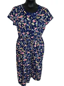 Lanz Of Salzburg Damen L Navy Cottagecore Baumwolle Midikleid Taschen Neu ohne Etikett E441 - Bild 1 von 14
