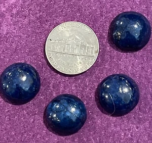 4 PIECES LAPIS LAZULI ROUND CABACHONS-NATURAL SEMI-PRECIOUS GEM STONES - Picture 1 of 3