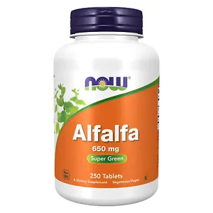 NOW FOODS Alfalfa 650 mg - 250 Tablets, Clearance for Best By 02/2025 - Picture 1 of 9