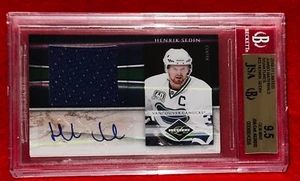 2010-11 Limited Jumbo Jersey Auto 23 Henrik Sedin JSA Auto 10 BGS Card Grade 9.5 - Picture 1 of 2