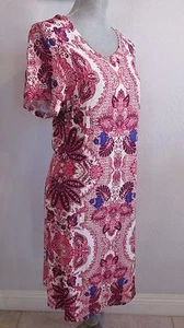 NWT KLOZLYNE FUCHSIA PAISLEY PRINT PULL OVER CASUAL/ BEACH WEAR DRESS - Picture 1 of 8