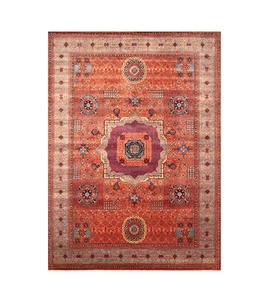 10 x 14 ft Orange Mamluk Afghan Hand Knotted Wool Medallion Rug - Picture 1 of 20