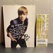Justin Bieber My World Tour 2009 mesaage card Autographed With Original Ticket