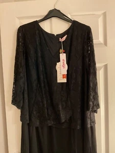 Brand New sheeggo black dress lack top size 28 - Picture 1 of 3