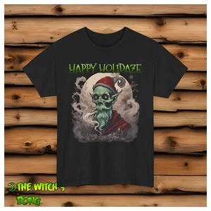 T-shirt Happy Holidaze, maglietta festiva, regalo di festa, camicia di Natale in canapa, 420 - Foto 1 di 25