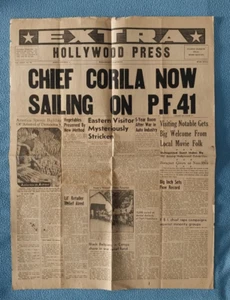 WW2 Hollywood Press EXTRA Newpaper - Page 1&2 only - Hollywood Magic Shop Ads - Picture 1 of 8