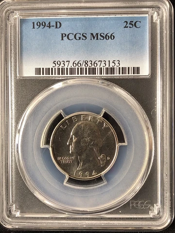1994-D 25C Washington Quarter Dollar PCGS MS66      83673153 Cover