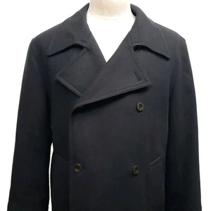 Hugo Boss Wool Blend Double Breasted Peacoat Men's US 44 R Navy Purple Overcoat - Picture 1 of 15