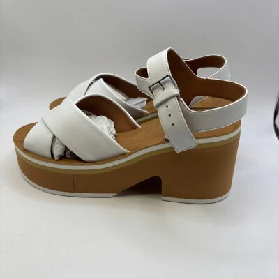 Sandalia de plataforma de cuero Robert Clergerie “Courtney” para mujer blanca talla 10,5 nueva Foto 1 de 4