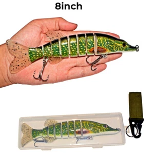 8inch Fishing Lure Muskie Bass Bait CrankBait Fish Fishing Tackle Fishhook Green - Bild 1 von 6