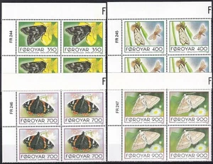 Faroe 1993 Yvert #246/49 block of 4 Fauna Wildlife Insects Butterflies MNH VF - Picture 1 of 1