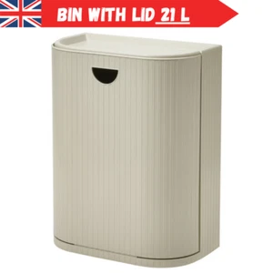 IKEA GÅRDSBUTIK Bin with Lid Grey Beige 21L Waste Trash Recycling Storage Can - Picture 1 of 7