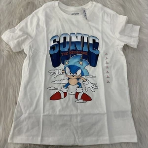 Old Navy boys NWT Sonic the Hedgehog Tee L 10/12 white short sleeve - Picture 1 of 7