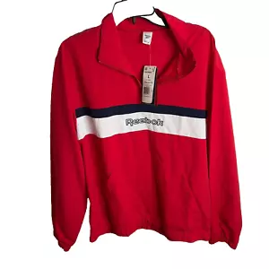 Reebok Men's Retro Colorblocked Quarter-Zip Popover - Red/navy/white Size L - Picture 1 of 7