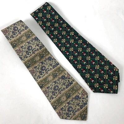 Lote de 2 Corbatas Tommy Hilfiger Clásicas Cricket y Flor 100% Seda Foto 1 de 4