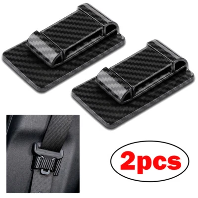 2x Carbon Fiber Car Seat Belt Stabilizer Limiter Auto Interior Accessories - Image 1 of 4