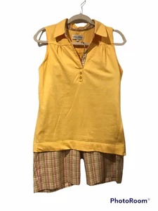 Bermudas deportivas para mujer Haley Golf amarillo rosa cuello a cuadros sin mangas (M) (12) - Imagen 1 de 9