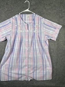 Miss Elaine große Blumen Baumwollmischung Druckknopfleiste Morgenmantel Pastellfarben Seersucker - Bild 1 von 6