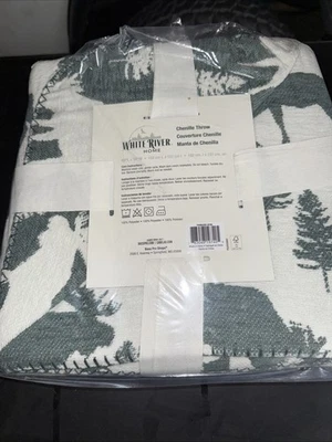 White River Home Chenille Throw/Blanket Reversible 50 x 60 Polyester Moose, Elk - Image 1 of 2