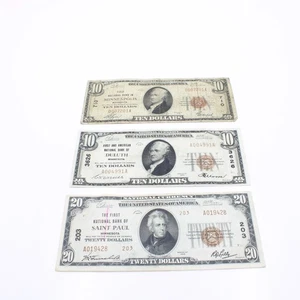 1929 $10-$20 Saint Paul Minneapolis Duluth MN National Currency Lot of 3 #C758-3 - Picture 1 of 12