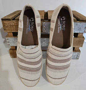 Bobs Sketchers Damen 10 Slipper beige gestreift - Bild 1 von 2