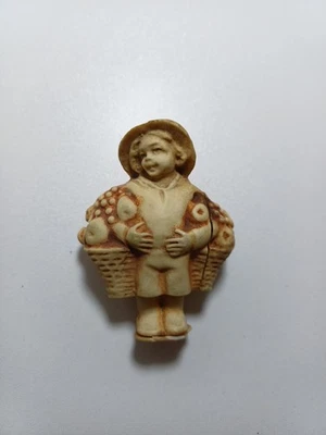 Celluloid Boy With Fruit Sculpture 6cm, Vintage Tape Measure Without Tape. - Image 1 of 4