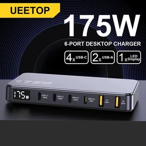 UEETOP 175W GaN Fast Charger 6-Port USB-C PD LED Desktop Charger Adapter - Picture 1 of 19
