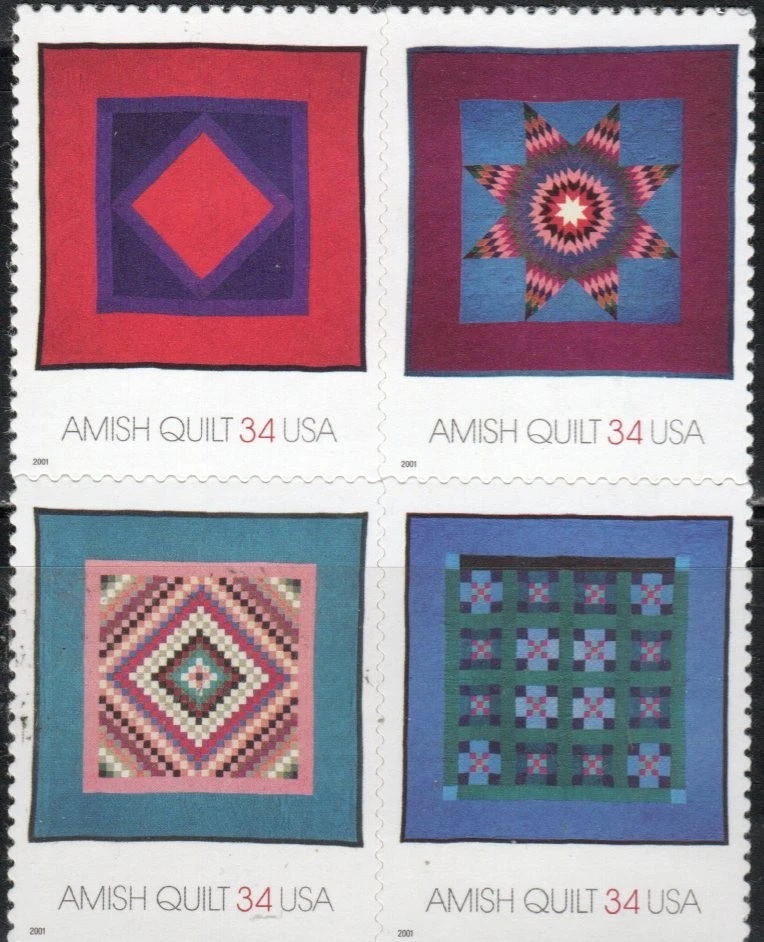US Scott #3527a, Block of 4, "Amish Quilts", MNH - Image 1 of 1