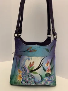 Anuschka Medium Umhängetasche drei Fächer Midnight Peacock gebraucht, in einwandfreiem Zustand schöne Farben - Bild 1 von 17