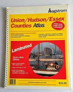 1994 Hagstrom Union Hudson Essex Counties Atlas Large Scale Laminated Heavy Duty - Picture 1 of 10