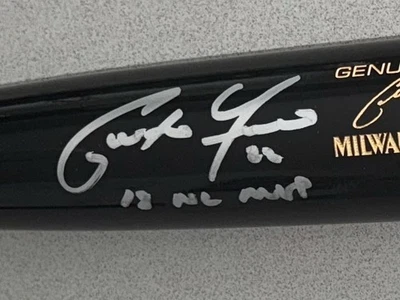Christian Yelich "18 NL MVP" Brewers Signed Louisville Slugger Pro Bat JSA USASM - Image 1 of 4