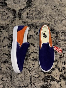 Vans Classic Slip On Suede Shoes Royale Blue Apricot Buff Men's Size 11.5 - Picture 1 of 6