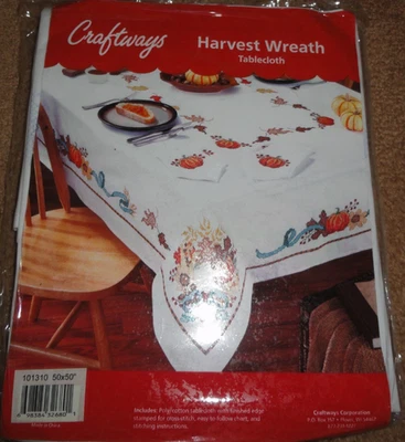 Craftways Tablecloth  For Embroidery Harvest Wreath - Unopened - Image 1 of 2