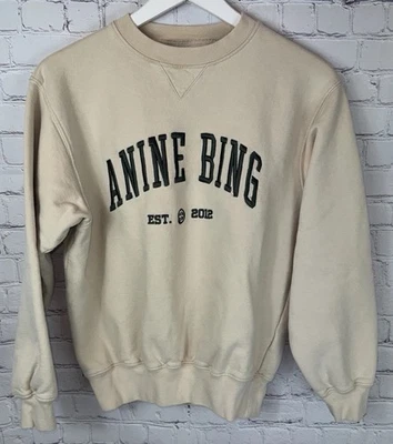 ANINE BING Ramona Sweatshirt University of New York Cream Preppy Varsity Size XS - Image 1 of 4