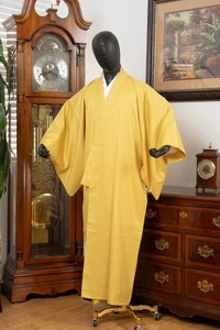 DEAR VANILLA JAPANESE KIMONO MEN'S ROBE GOWN AUTHENTIC JAPAN VINTAGE SAMURAI - Picture 1 of 7