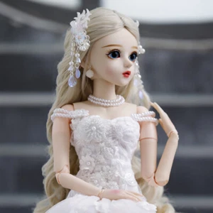 24" BJD Puppe 1/3 BJD 60cm Brautpuppe mit Make-up Augen Perücken weiß Hochzeitskleid - Bild 1 von 7