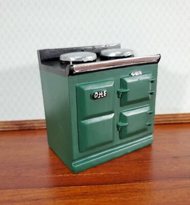 DOLLS HOUSE EMPORIUM Dollhouse AGA Style Cooker Stove Oven Green 1:12 Scale Miniature Kitchen