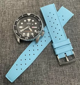 2nd Gen FKM Premium Rubber Sports Watch Strap Light Blue 20/22mm Tropical Water - Picture 1 of 6