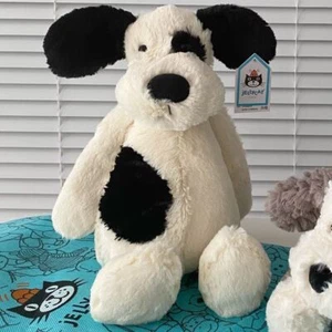 Jellycat London Large Black And Cream 15" Bashful Puppy Dog Plush - NWT! - Picture 1 of 4