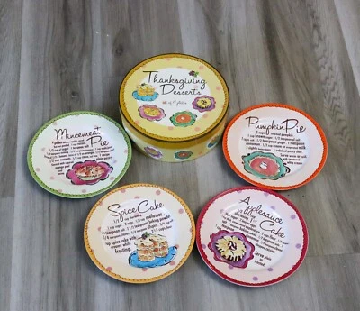 Rosanna Thanksgiving Dessert  Recipe Plates Set of 4 with Box - Image 1 of 4