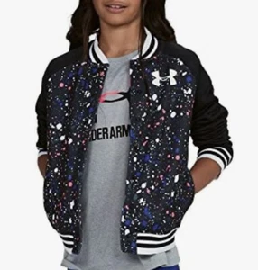 Underarmour girls Sports Color Splatter Waist Length Bomber Jacket- Youth Large - Picture 1 of 13