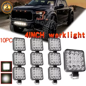10X 4"Inch Square LED Work Light Bar Flood Pods Driving Off-Road Tractor 4WD 12V - Foto 1 di 9