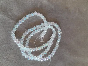 Faceted glass beads, 3mm, super shiny white, approx 100 beads - Picture 1 of 2