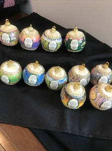 12 Days of Christmas Satin 3" Vintage 90s 1990s Ornament Set-Missing The 4th Day - Picture 1 of 4