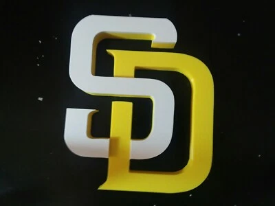 Placa com logotipo 3D San Diego Padres, IMPRESSA EM 3D! Edição branca e dourada de 6 polegadas - Imagem 1 de 4