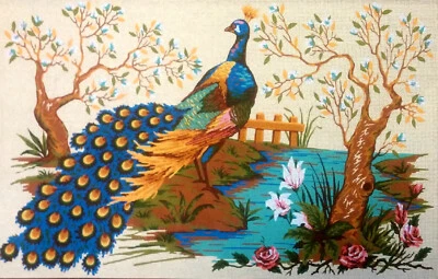 Needlepoint tapestry painted canvas C908 Peacock (24"x34") GobelinL - Image 1 of 3